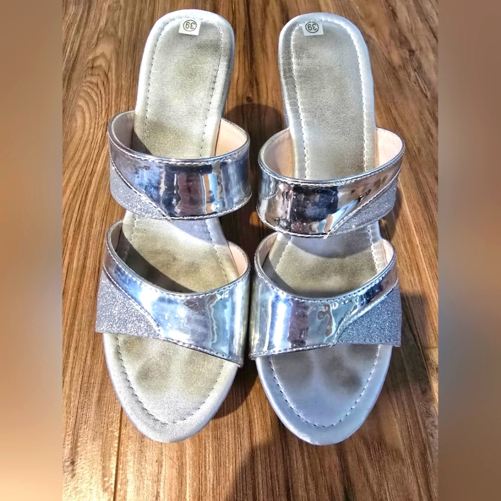 Sparkly silver heels